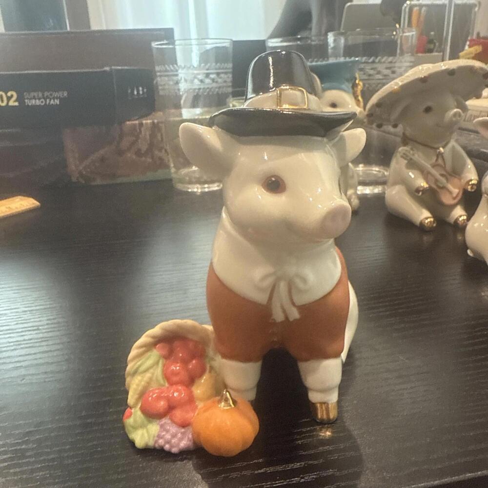 Lenox Thanksgiving Pig Autumn Fall Figurine NIB COA